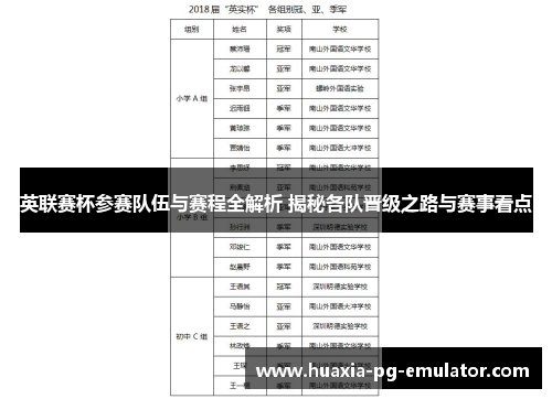 英联赛杯参赛队伍与赛程全解析 揭秘各队晋级之路与赛事看点