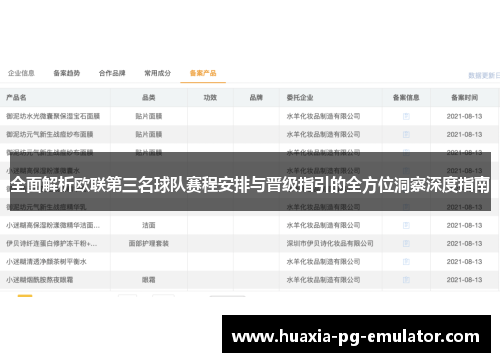 全面解析欧联第三名球队赛程安排与晋级指引的全方位洞察深度指南